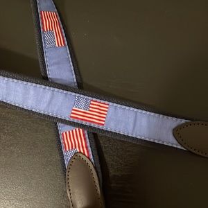 Men’s vineyard vines Leather American Flag Club Belt